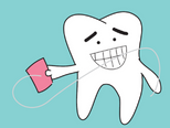 cute tooth cartoon image smiling and flossing