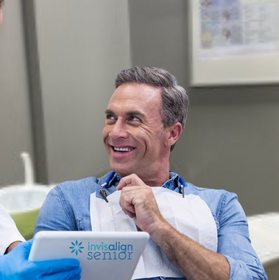 Mature male at Dental Care Glebe Sydney Dentists having a free Invisalign consultation in Glebe, NSW.