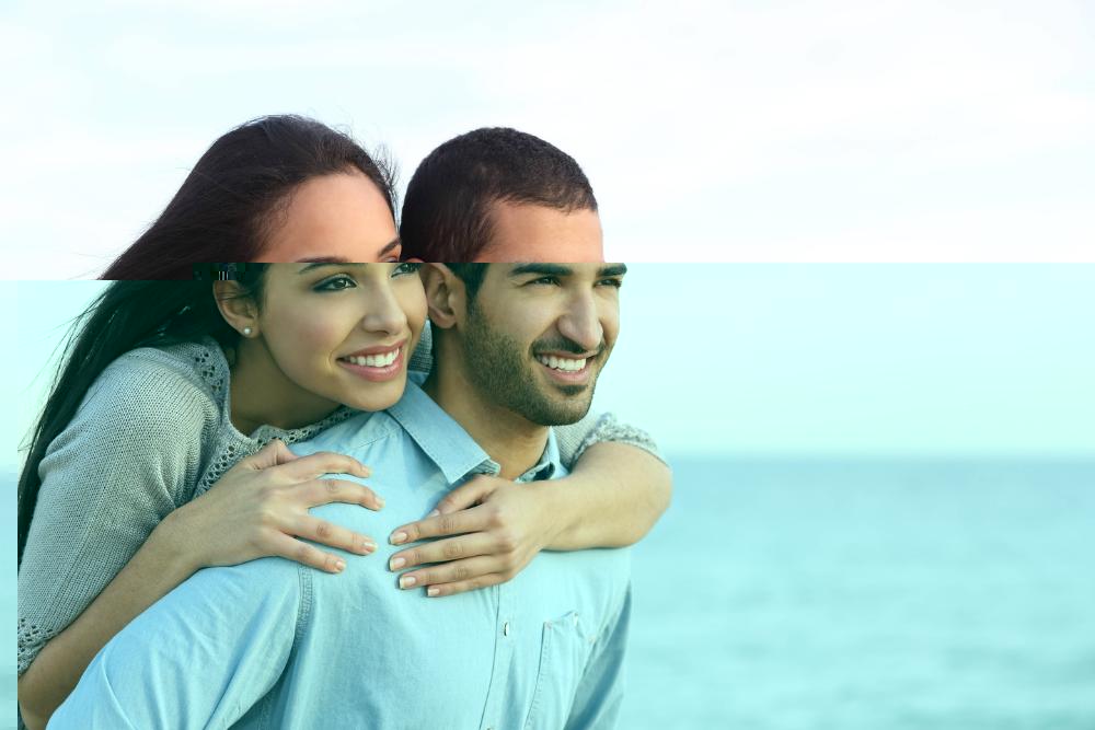 Woman and man smiling